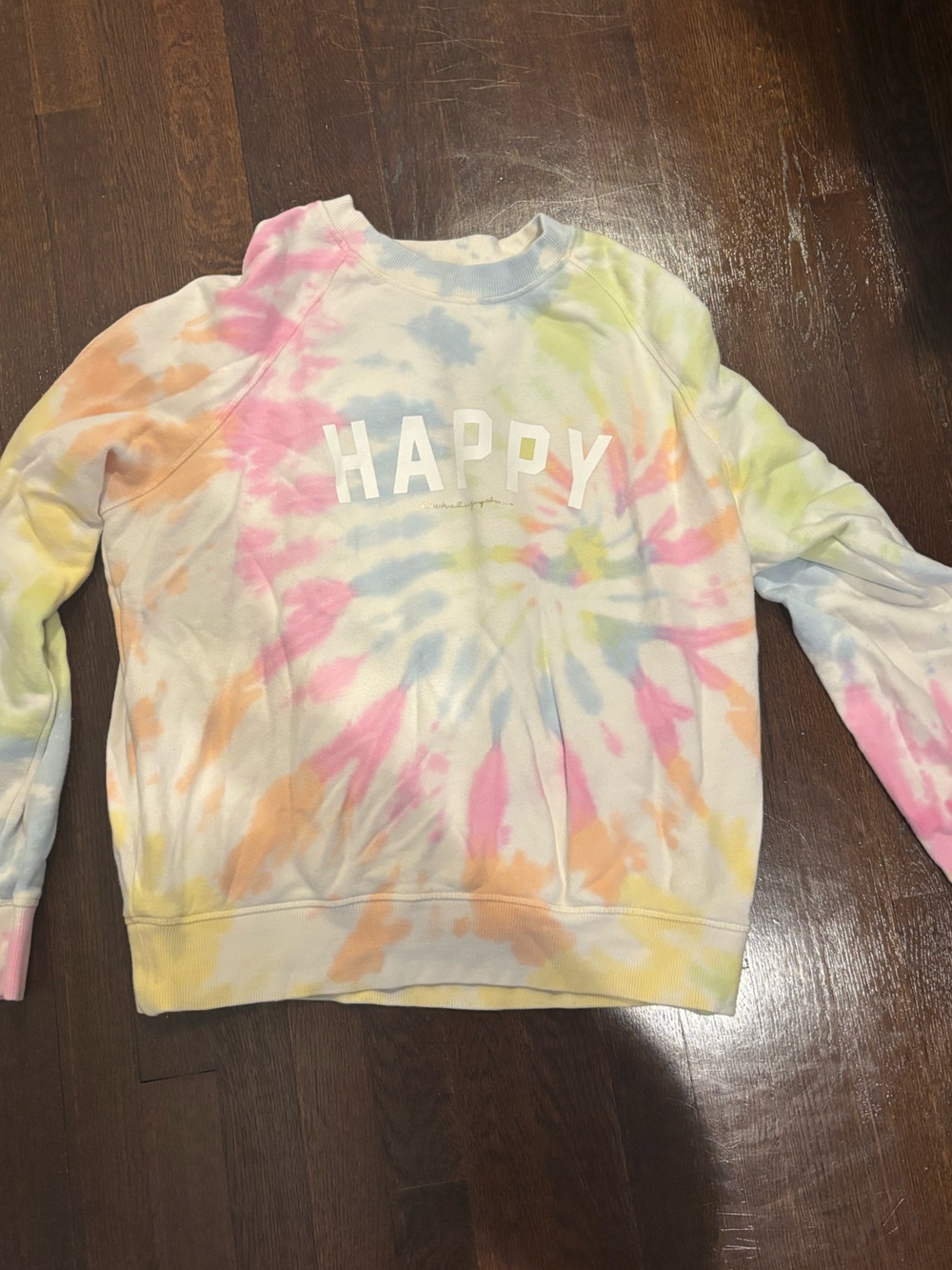 Tie-Dye 'HAPPY' Sweatshirt - Pastel Multicolor